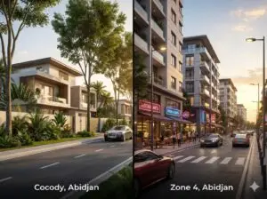 Cocody ou Zone 4 :Quel quartier choisir à Abidjan ?| Luxuria Hésitation entre Cocody et Zone 4 ? Luxuria compare pour vous ces deux quartiers d'Abidjan : vie sociale, écoles, sécurité et immobilier. Faites le bon choix