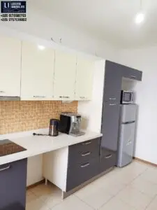 Cuisine américaine entièrement équipée et moderne (four, hotte, placards) dans un appartement de luxe à Zone 4